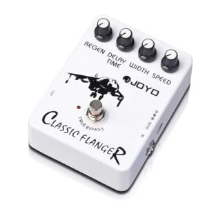 White Joyo Classic Flanger guitar effects pedal with four control knobs