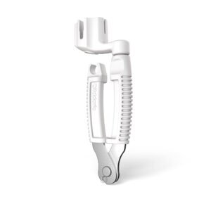 White D'Addario guitar string winder and cutter tool on a white background