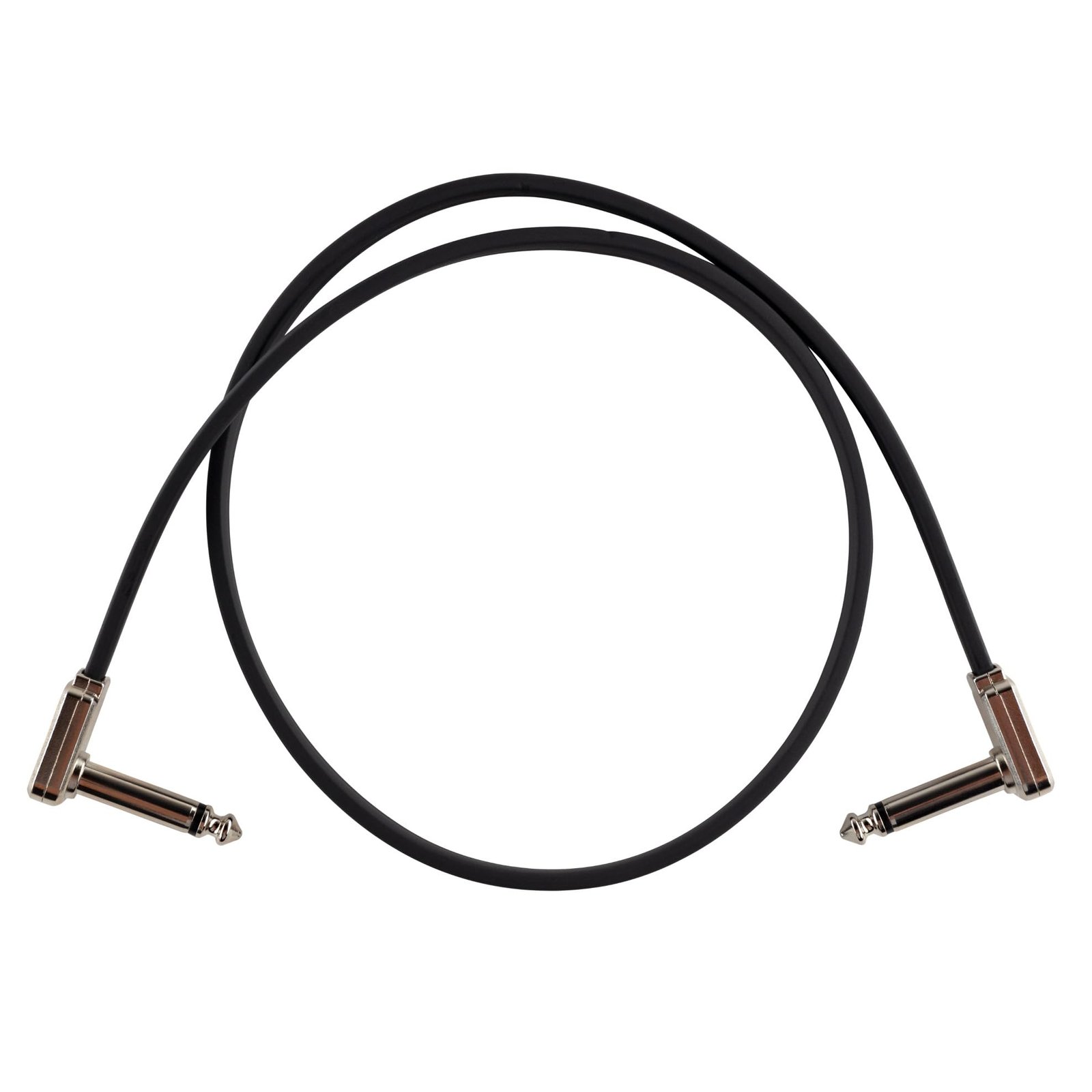Black instrument cable with angled connectors on a white background