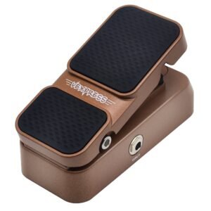 Brown Vexpress guitar effects pedal with black textured foot pads
