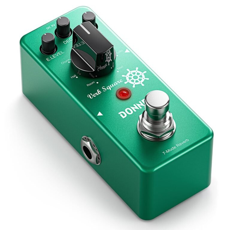 Green Donner Verb Square guitar effects pedal with knobs and footswitch