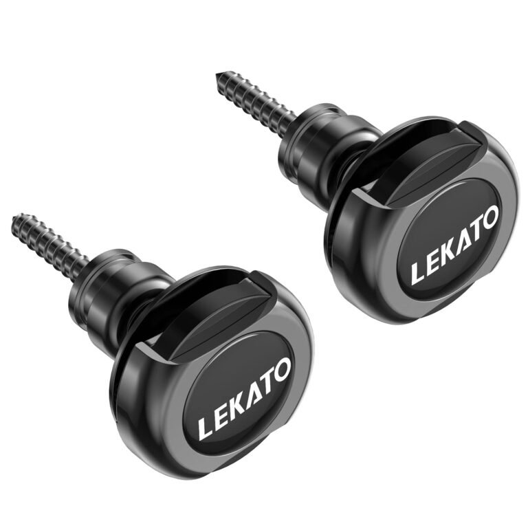 Two black motorcycle frame sliders with the "LEKATO" logo