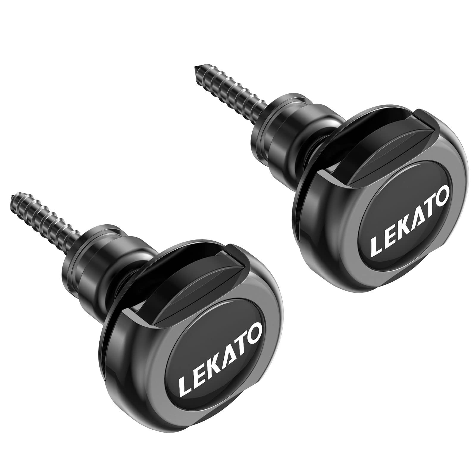Two black motorcycle frame sliders with the "LEKATO" logo