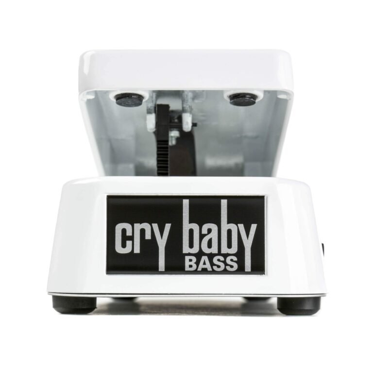 White "Cry Baby Bass" wah pedal, open, isolated on white background