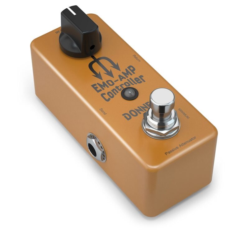 Orange "EMO-AMP Controller" guitar pedal with knobs and inputs