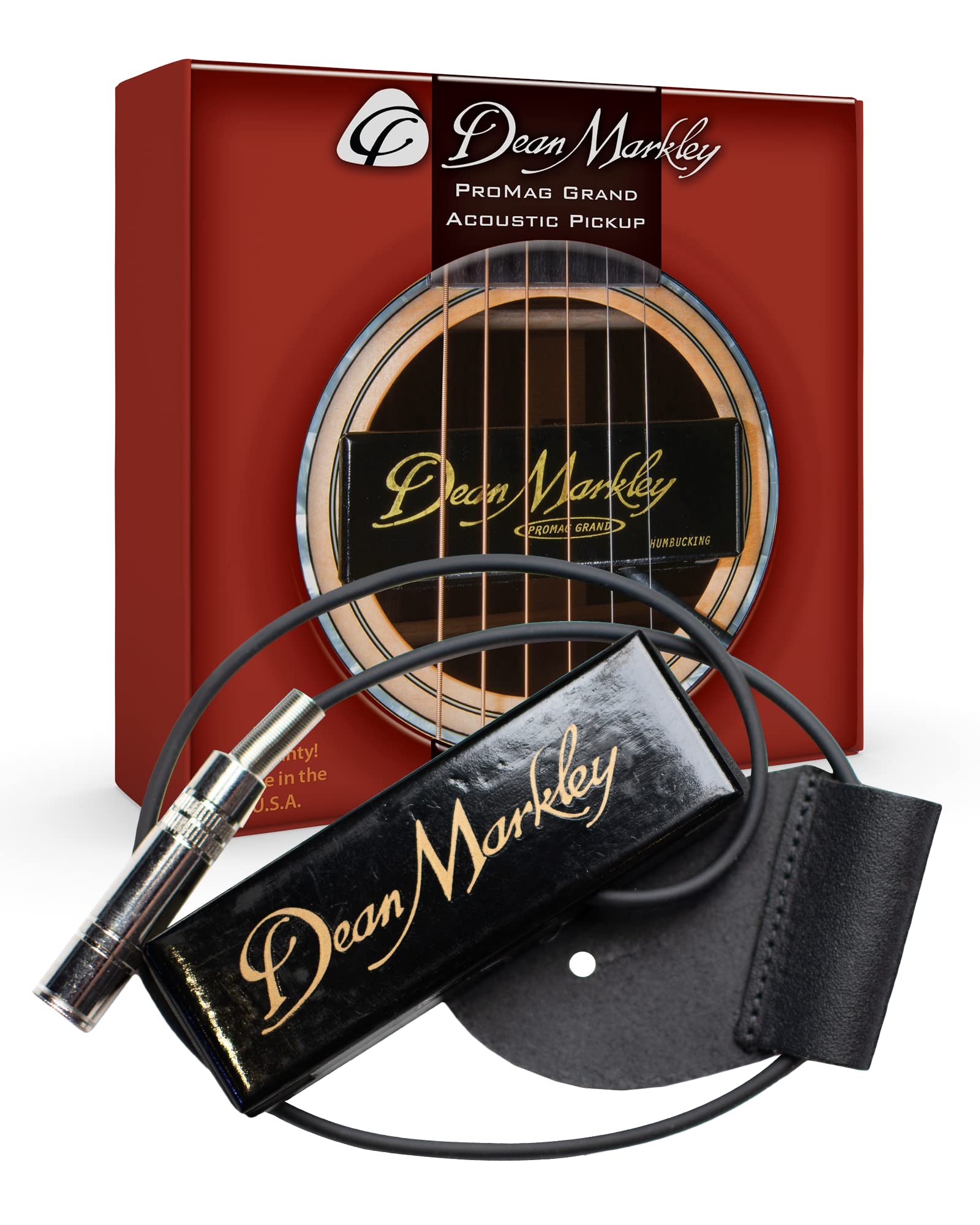 Dean Markley ProMag Grand acoustic pickup with guitar strings and box