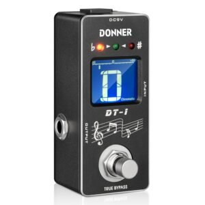 Black Donner DT-1 chromatic tuner pedal with display and footswitch