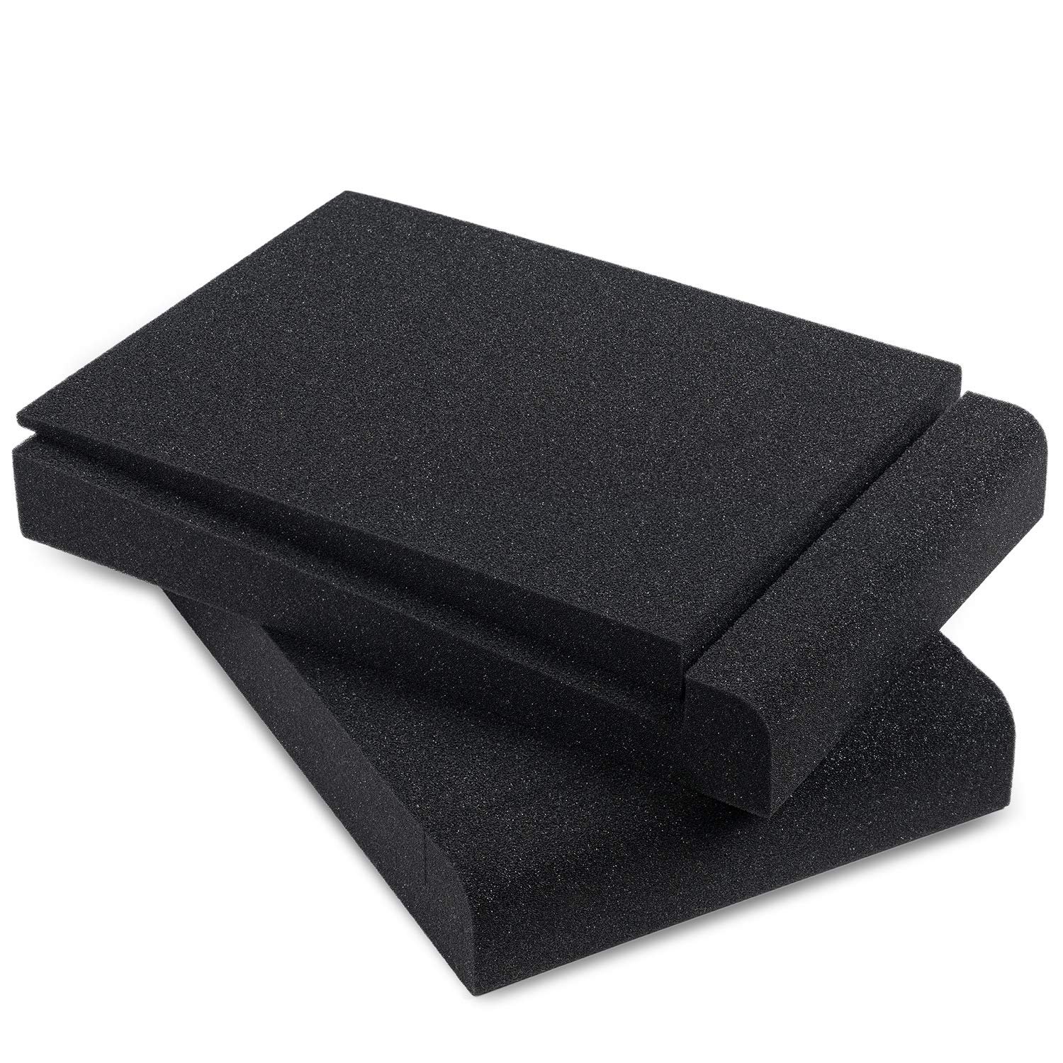 Three black acoustic foam panels stacked on a white background