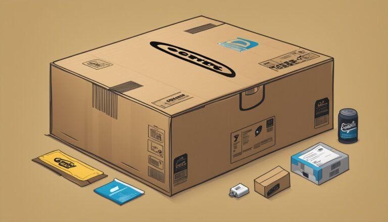 Isometric illustration of a large cardboard box with smaller packages and a drink