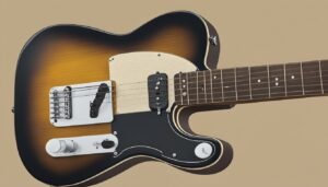Sunburst electric guitar with black pickguard and chrome hardware